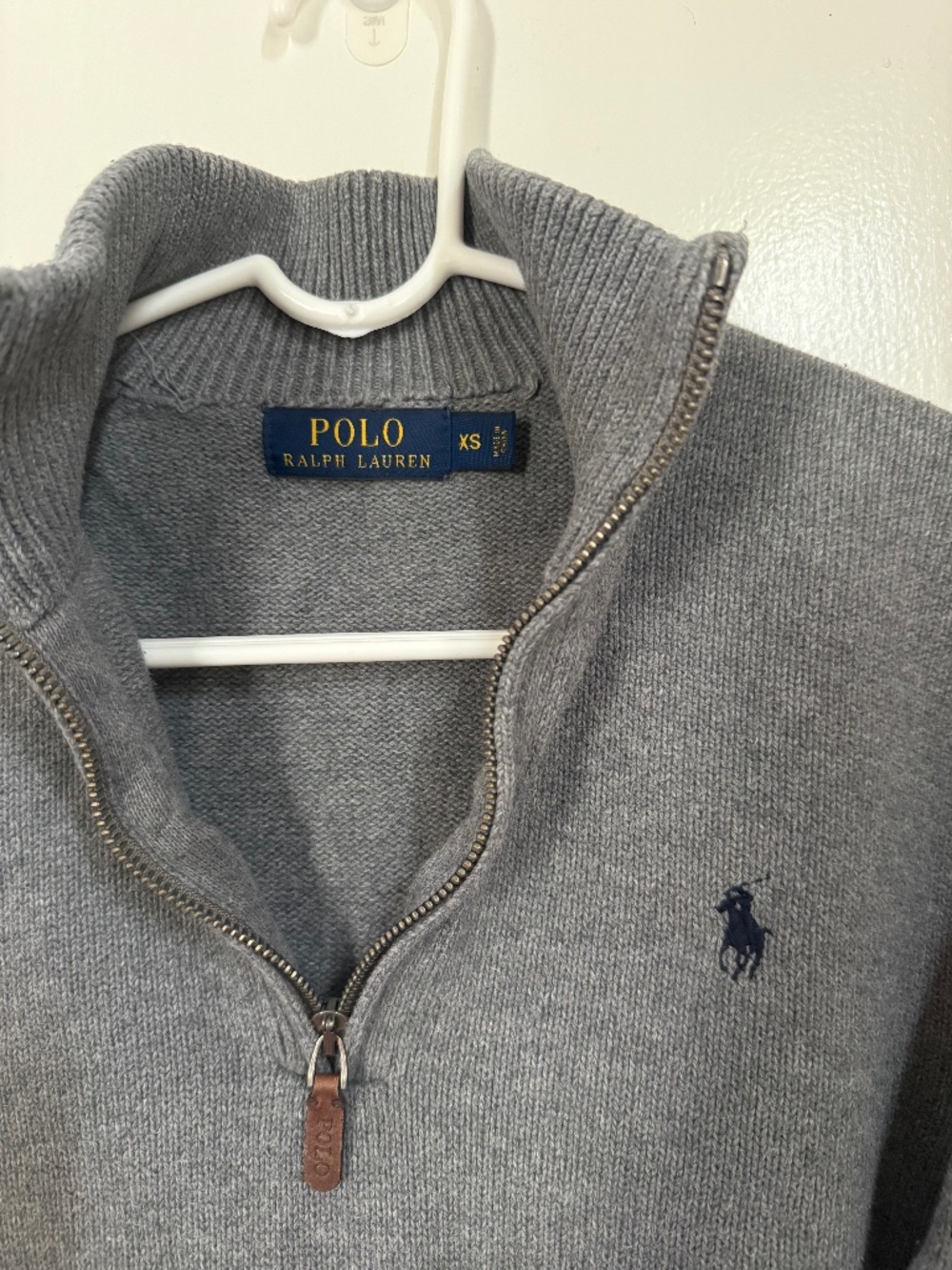 Men's Polo Ralph Lauren Quarter Zip Sweater Gray XS Cotton Pullover